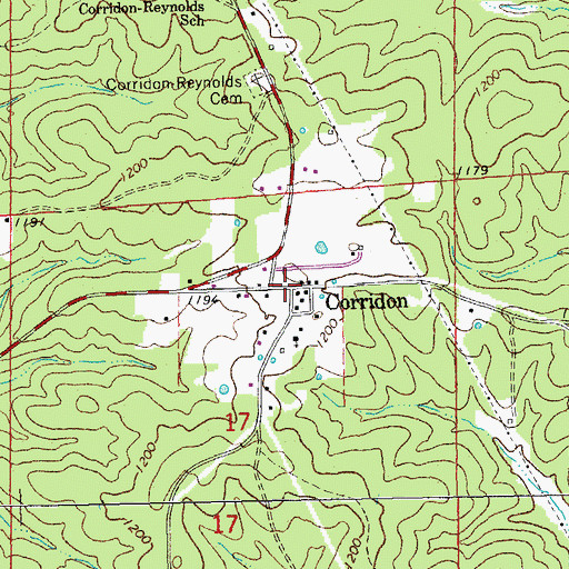 Topographic Map of Corridon, MO