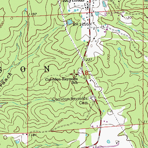 Topographic Map of Corridon-Reynolds School, MO
