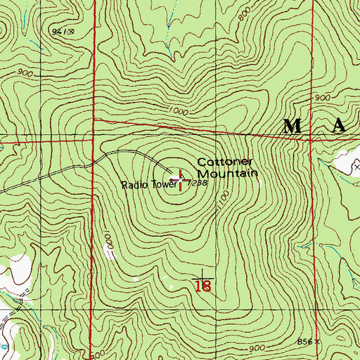 Topographic Map of Cottoner Mountain, MO
