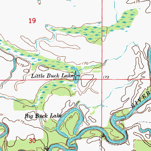 Topographic Map of Little Buck Lake, AR