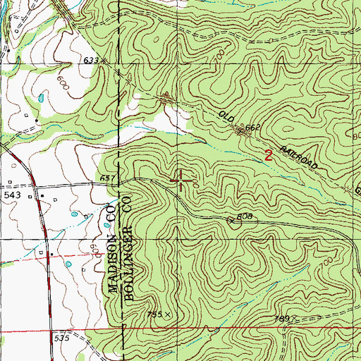 Topographic Map of Cozean Mine (historical), MO