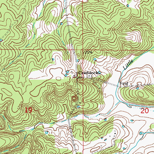 Topographic Map of Craddock, MO