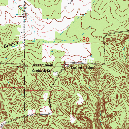 Topographic Map of Craddock School, MO