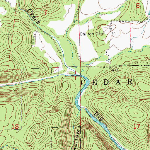 Topographic Map of Crane Pond Creek, MO