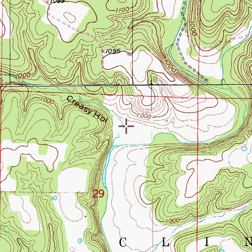 Topographic Map of Creasy Hollow, MO