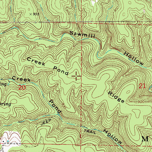 Topographic Map of Creek Pond Ridge, MO