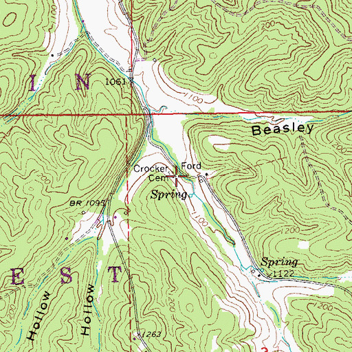 Topographic Map of Crocker Cemetery, MO