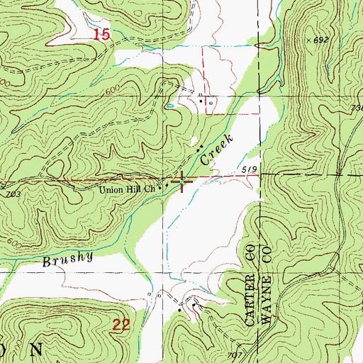 Topographic Map of Crommertown School (historical), MO