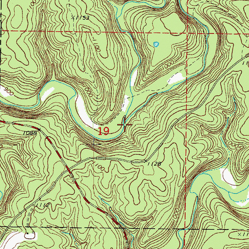 Topographic Map of Crooked Creek, MO