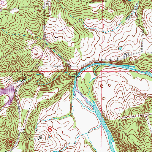 Topographic Map of Crooked Creek, MO
