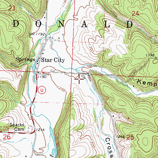 Topographic Map of Cross Hollow, MO