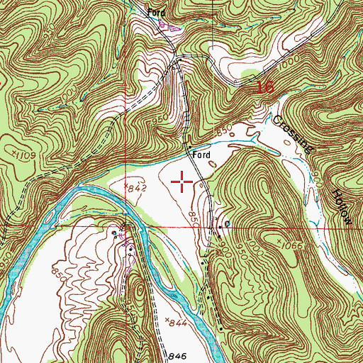 Topographic Map of Crossing Hollow, MO
