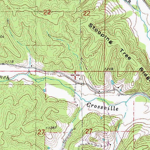Topographic Map of Crossville School, MO