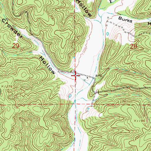 Topographic Map of Crowder Hollow, MO