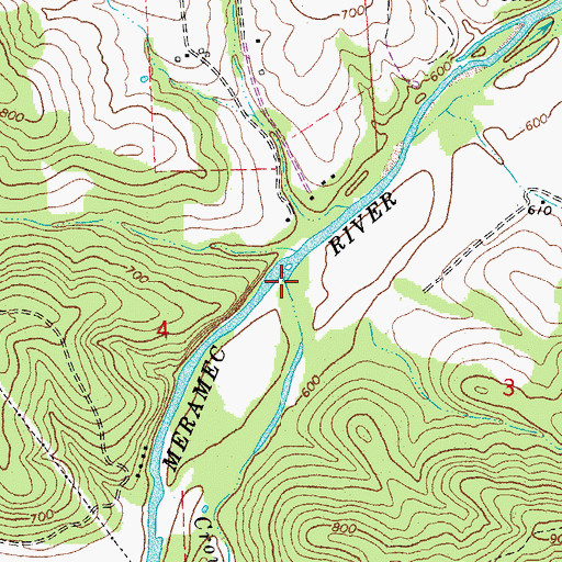 Topographic Map of Crows Creek, MO