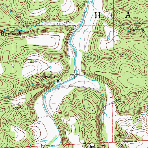 Topographic Map of Cub Creek, MO