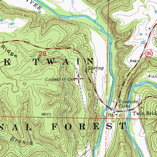 Topographic Map of Cudworth Cemetery, MO