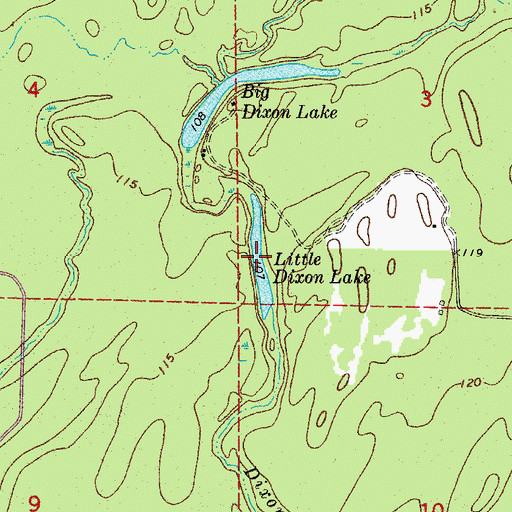 Topographic Map of Little Dixon Lake, AR