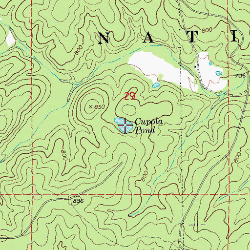 Topographic Map of Cupola Pond, MO