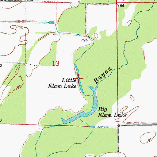 Topographic Map of Little Elam Lake, AR