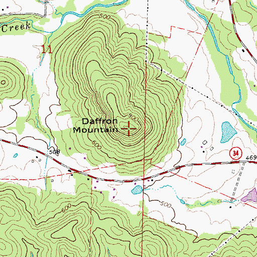 Topographic Map of Daffron Mountain, MO