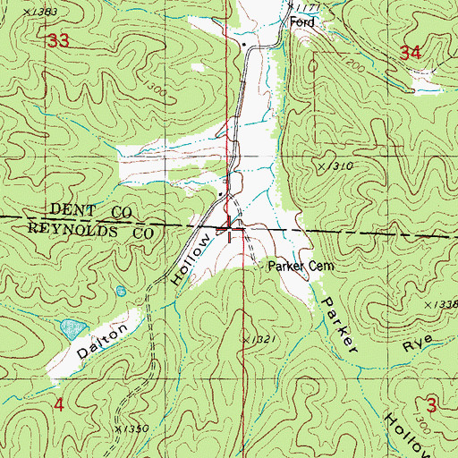 Topographic Map of Dalton Hollow, MO