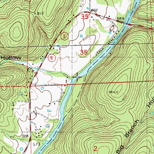 Topographic Map of Dark Hollow, MO