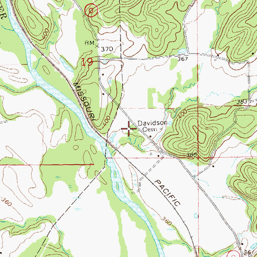 Topographic Map of Davidson Cemetery, MO