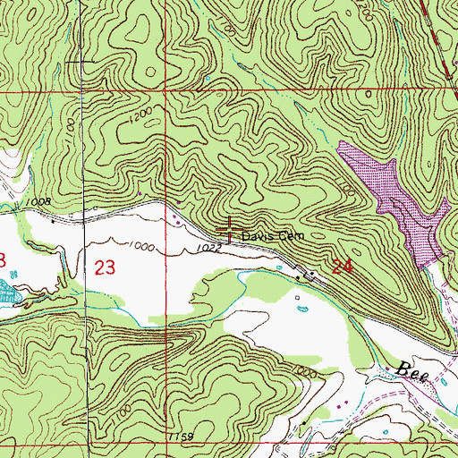 Topographic Map of Davis Cemetery, MO