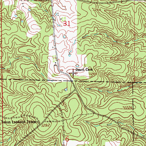 Topographic Map of Davis Cemetery, MO