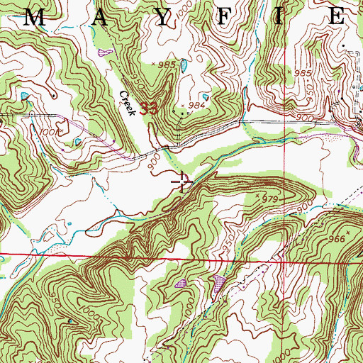Topographic Map of Davis Creek, MO