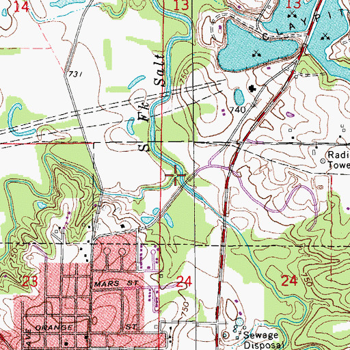 Topographic Map of Davis Creek, MO