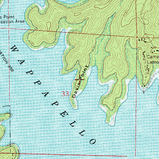 Topographic Map of Davis Point, MO