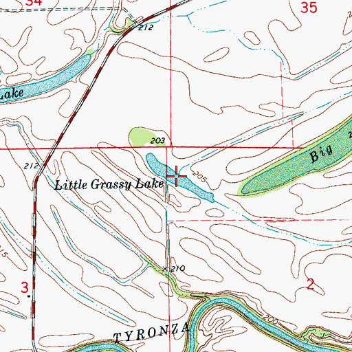 Topographic Map of Little Grassy Lake, AR