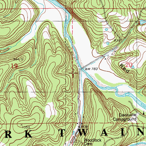 Topographic Map of Davisville Hollow, MO