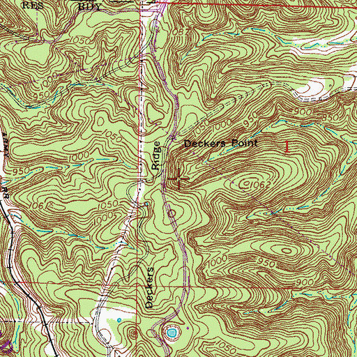 Topographic Map of Deckers Point, MO