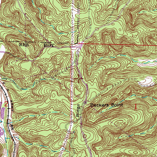 Topographic Map of Deckers Ridge, MO
