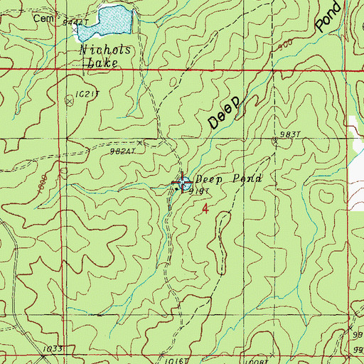 Topographic Map of Deep Pond, MO
