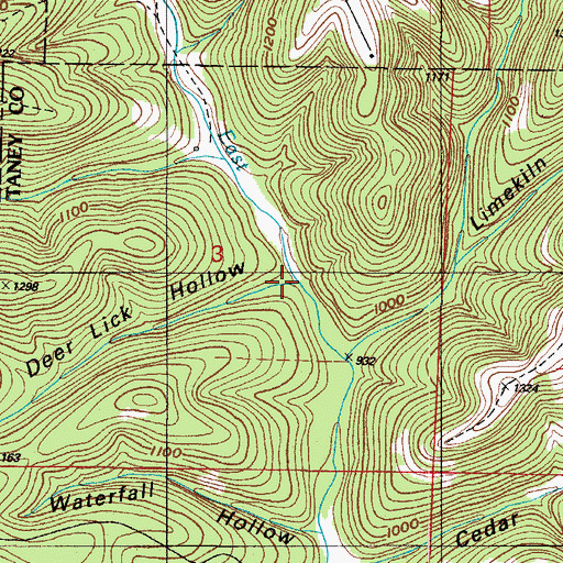 Topographic Map of Deer Lick Hollow, MO