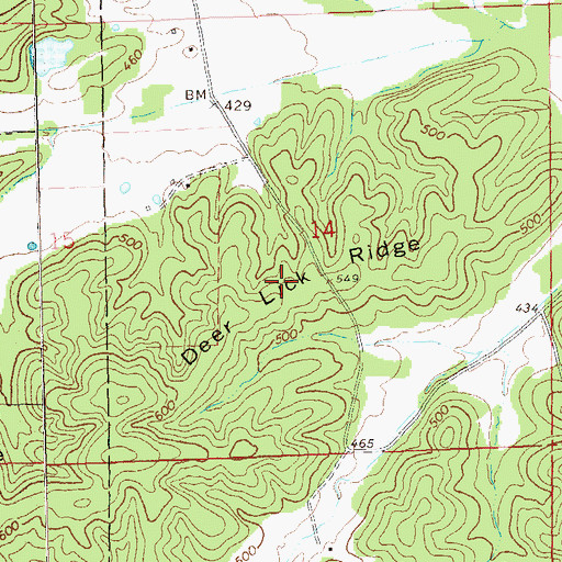 Topographic Map of Deer Lick Ridge, MO