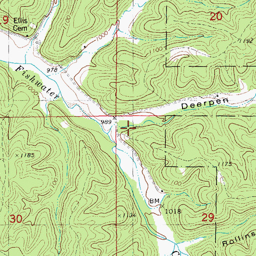 Topographic Map of Deerpen Hollow, MO