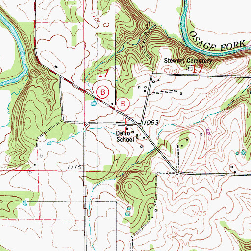 Topographic Map of Delto School, MO