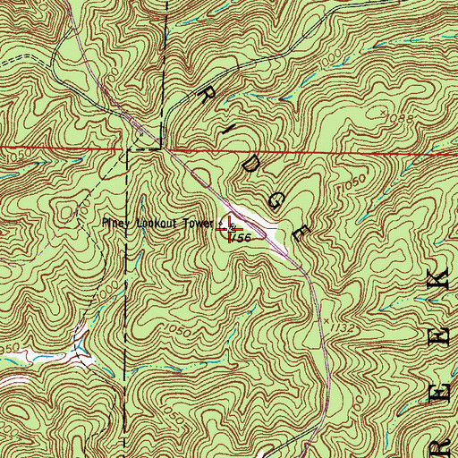 Topographic Map of Democrat Ridge, MO