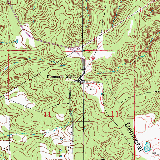 Topographic Map of Democrat School, MO