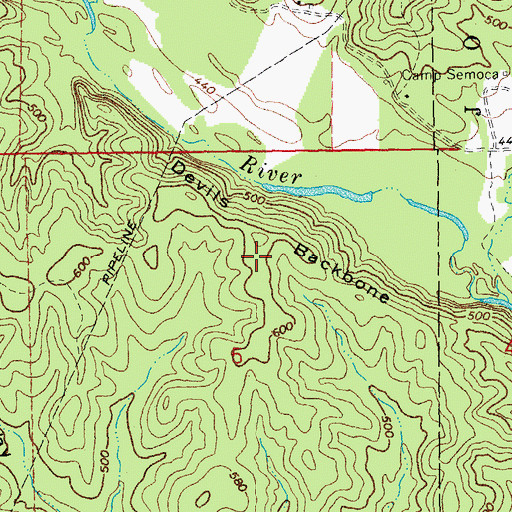 Topographic Map of Devils Backbone, MO