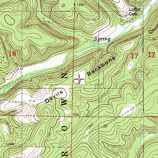Topographic Map of Devils Backbone, MO