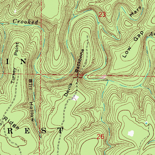 Topographic Map of Devils Blackbone, MO