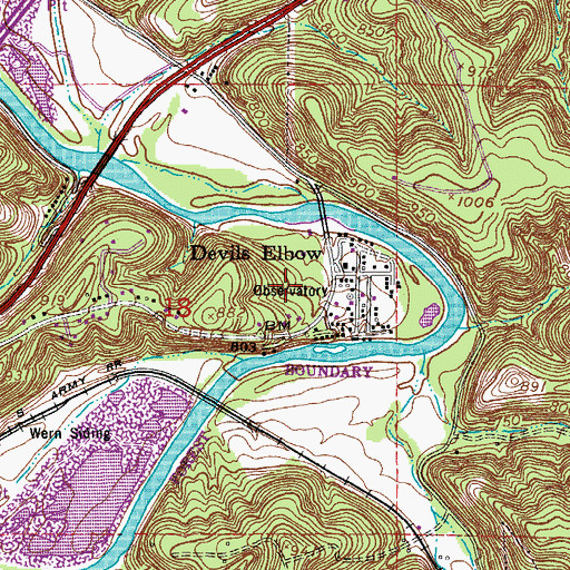 Topographic Map of Devils Elbow, MO