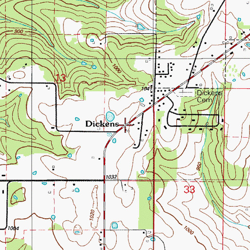 Topographic Map of Dickens, MO