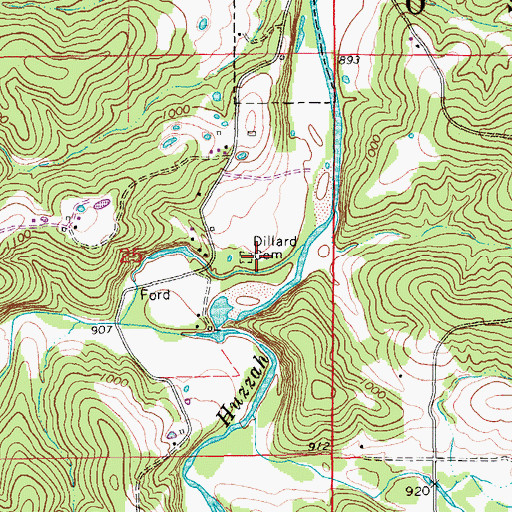 Topographic Map of Dillard Cemetery, MO